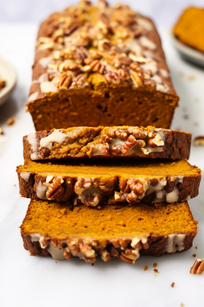 Moist Pumpkin Bread with Brown Sugar Pecan Topping