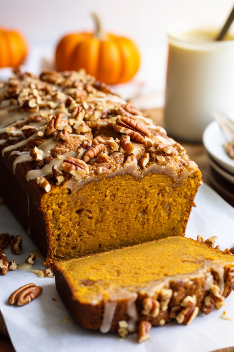 Moist Pumpkin Bread with Brown Sugar Pecan Topping