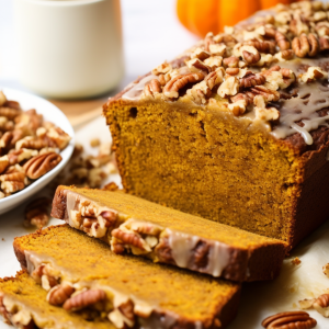 Moist Pumpkin Bread with Brown Sugar Pecan Topping