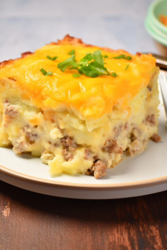 Sausage and Cream Cheese Hash Brown Breakfast Casserole