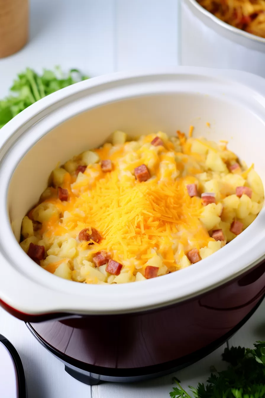 Slow Cooker Cheesy Kielbasa Hashbrown Casserole