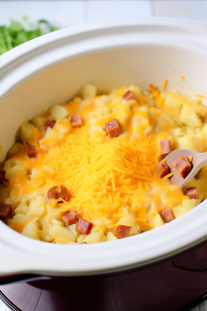 Slow Cooker Cheesy Kielbasa Hashbrown Casserole   Slow Cooker Cheesy Kielbasa Hashbrown Casserole 2 683x1024 