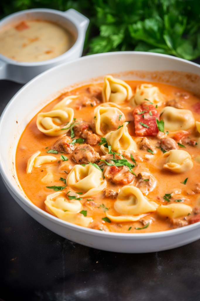 Slow Cooker Tomato Tortellini Soup