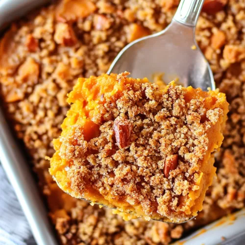 Close-up of pecan crumble topping prepared in a casserole