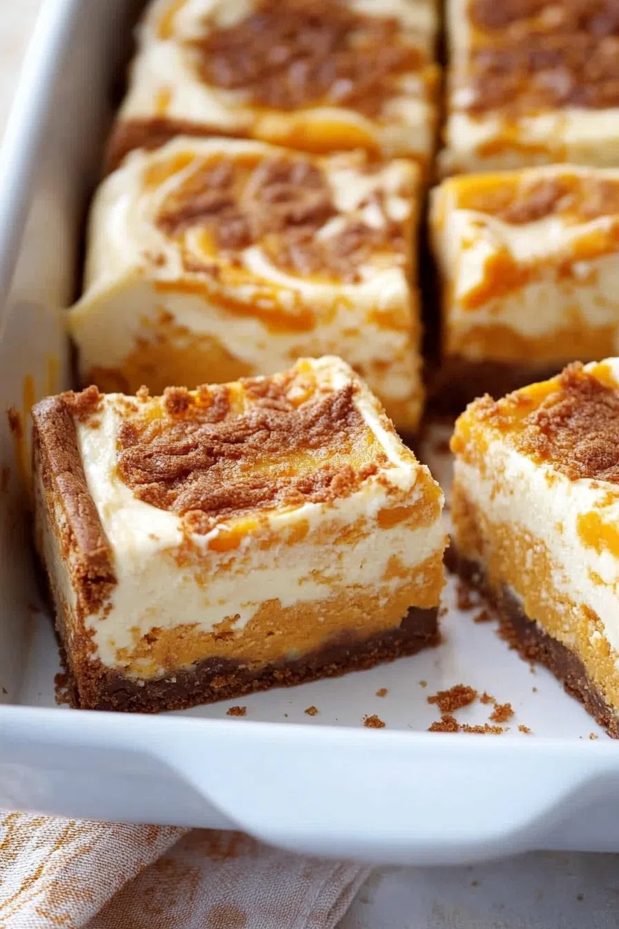 A delectable sweet potato cream cheese bar served on a ceramic plate, highlighting the creamy texture and golden crust.