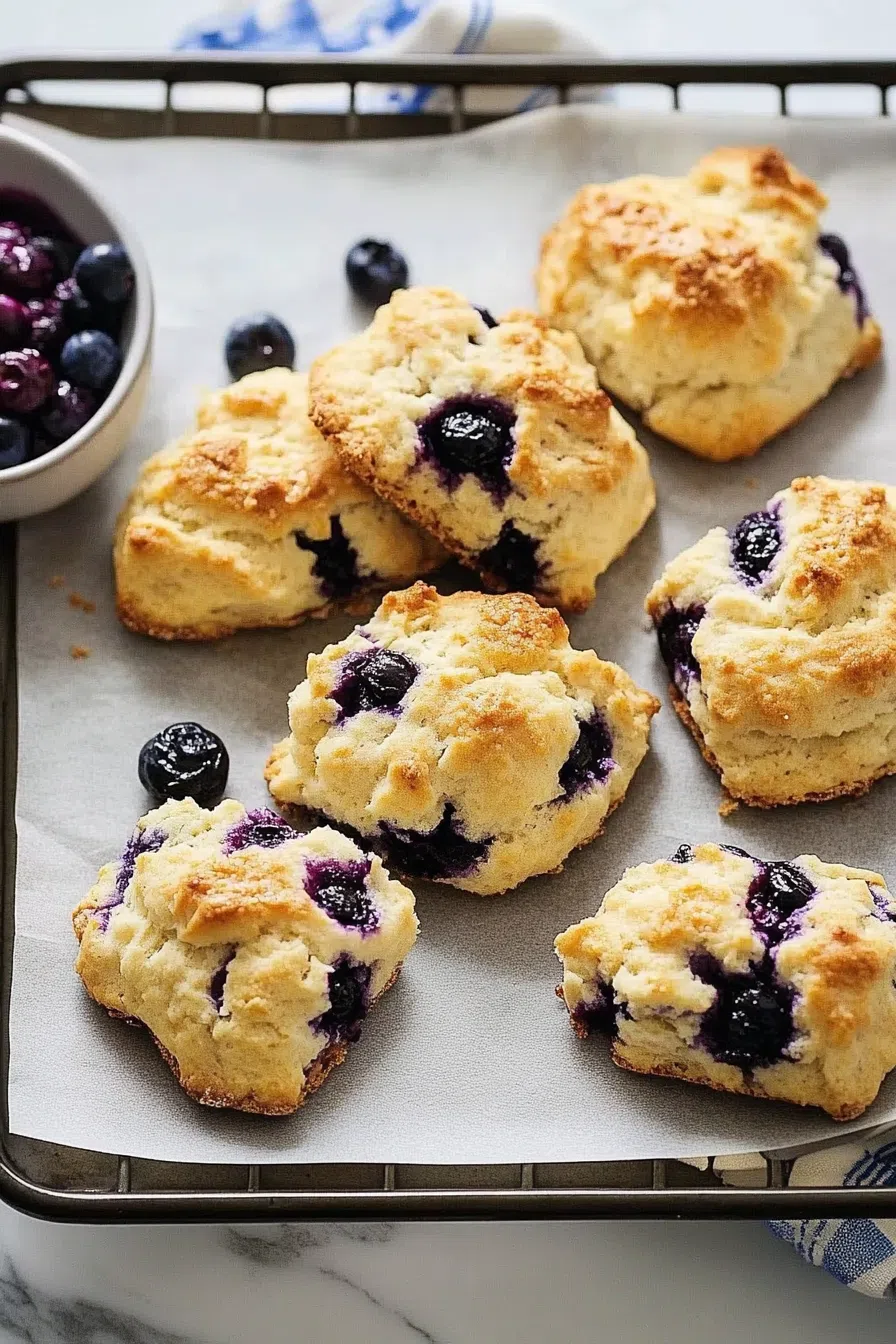 A baking sheet filled with freshly baked biscuits, ready to be served.