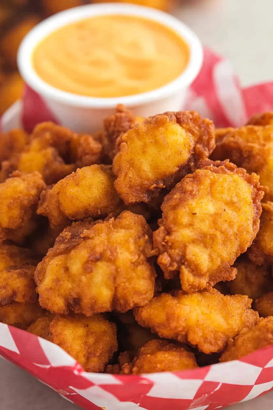 Chicken nuggets arranged on a platter, ready to be enjoyed.