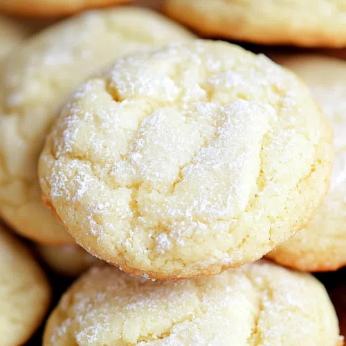Plate of freshly baked cream cheese cookies with a golden brown edge.