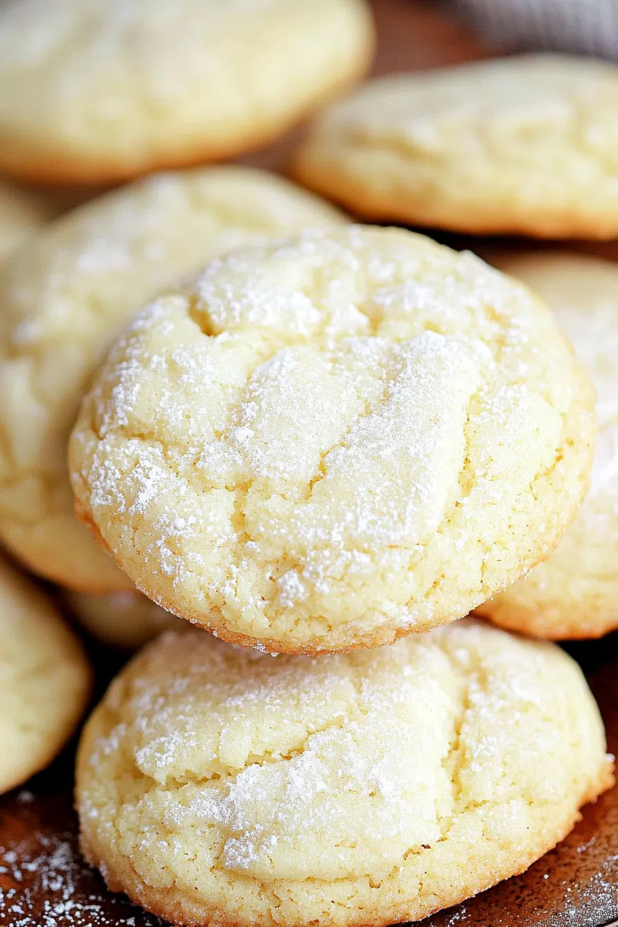 Plate of freshly baked cream cheese cookies with a golden brown edge.