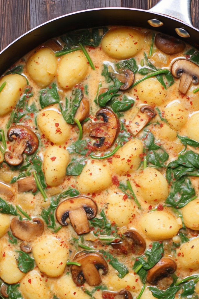 Creamy Spinach and Mushroom Gnocchi