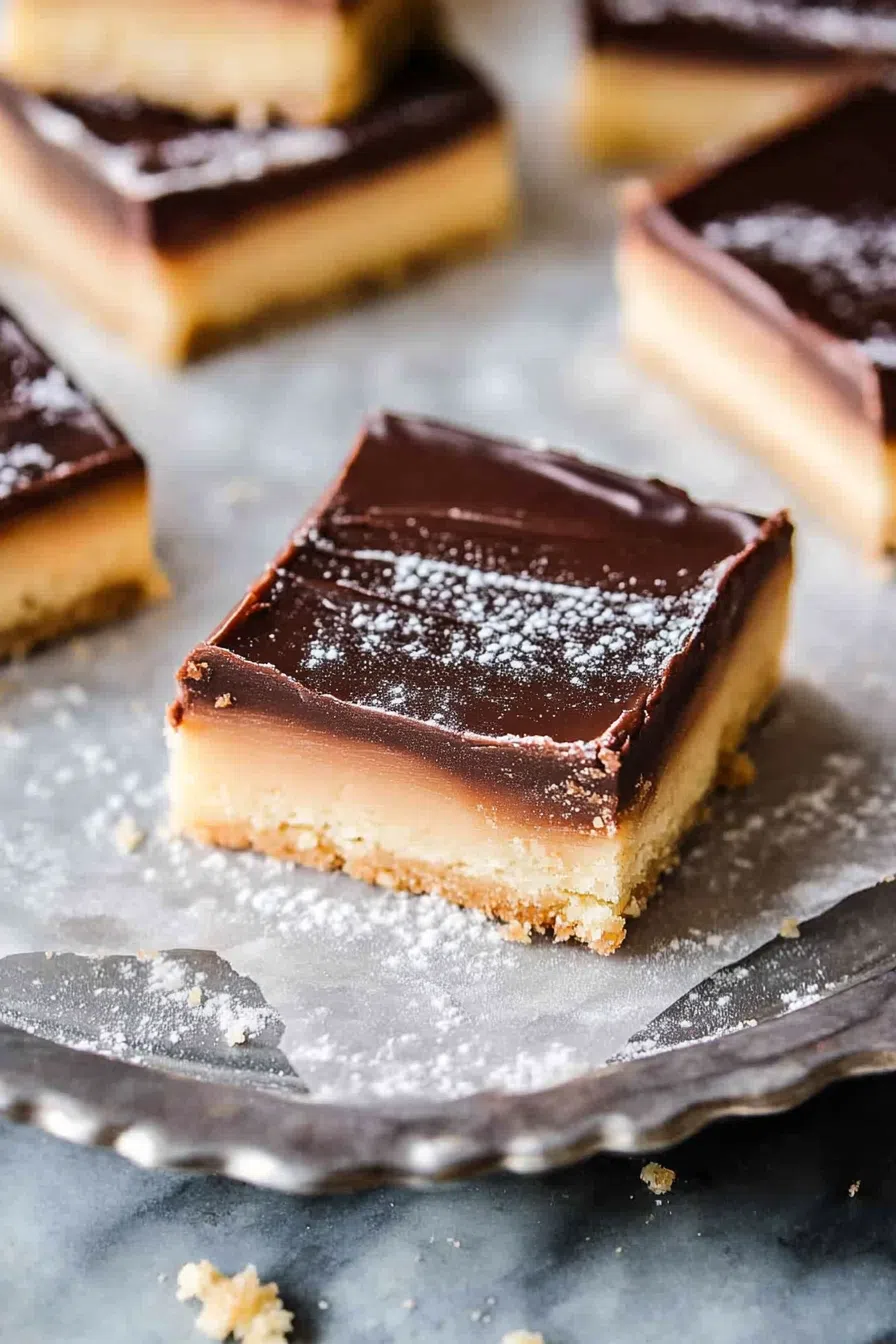 A single shortbread bar with gooey caramel oozing out.