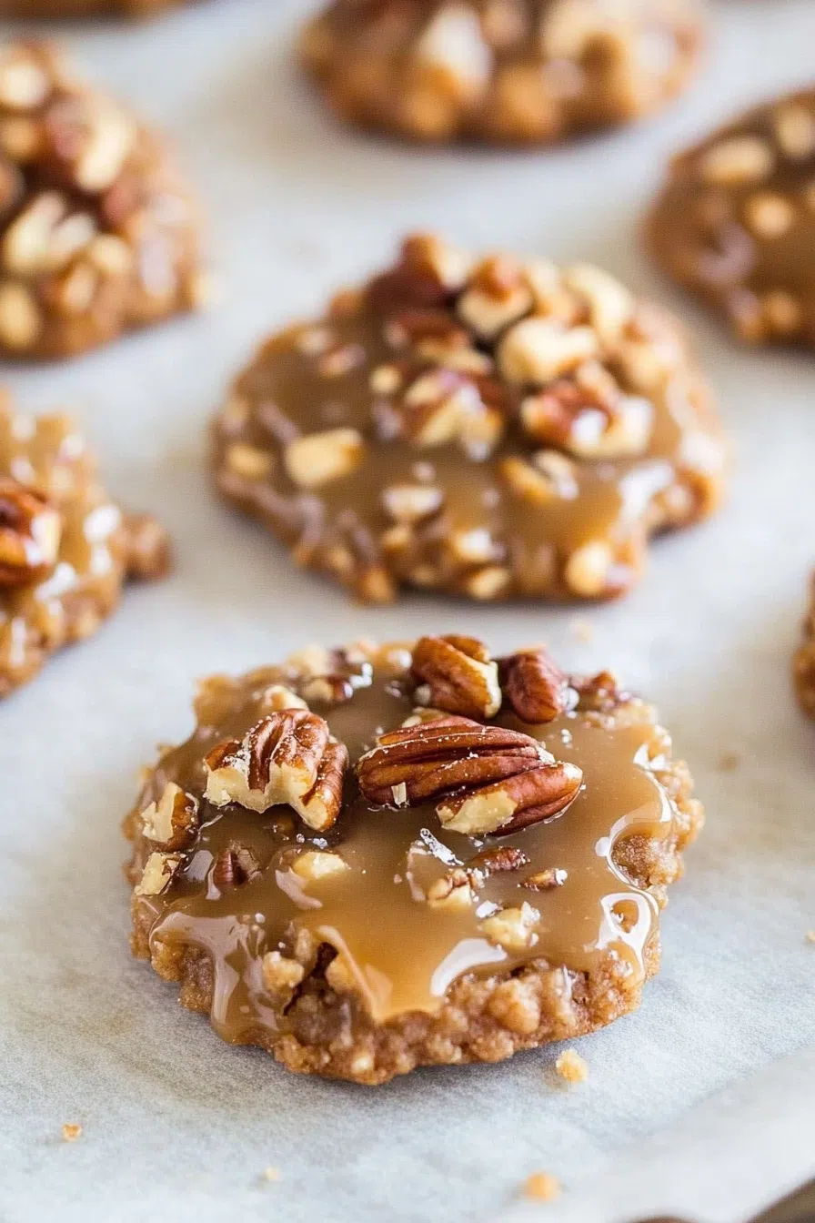 A rich, coconut and pecan dessert with a smooth, candy-like coating.