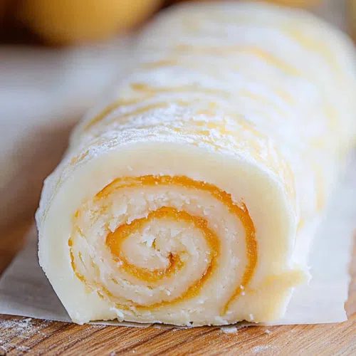 Close-up of creamy and smooth potato candy pieces arranged neatly.