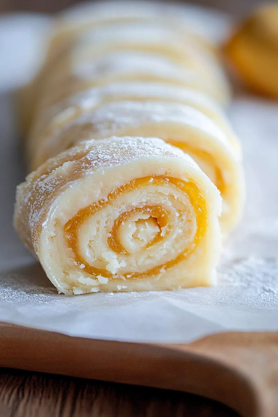 Bite-sized pieces of potato candy, showcasing the layered peanut butter.