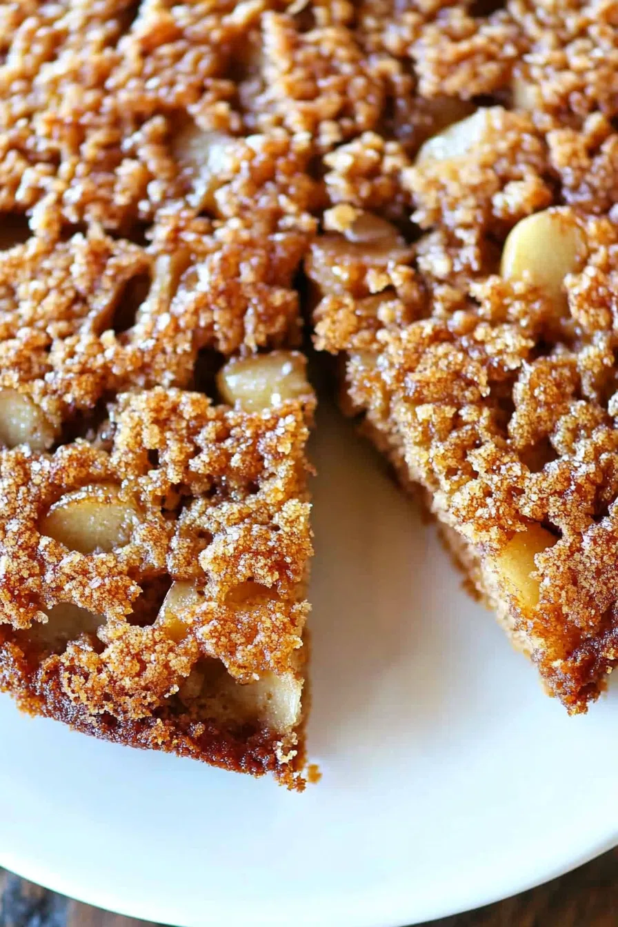Swedish apple cake with visible apple slices on top, ready to be served.