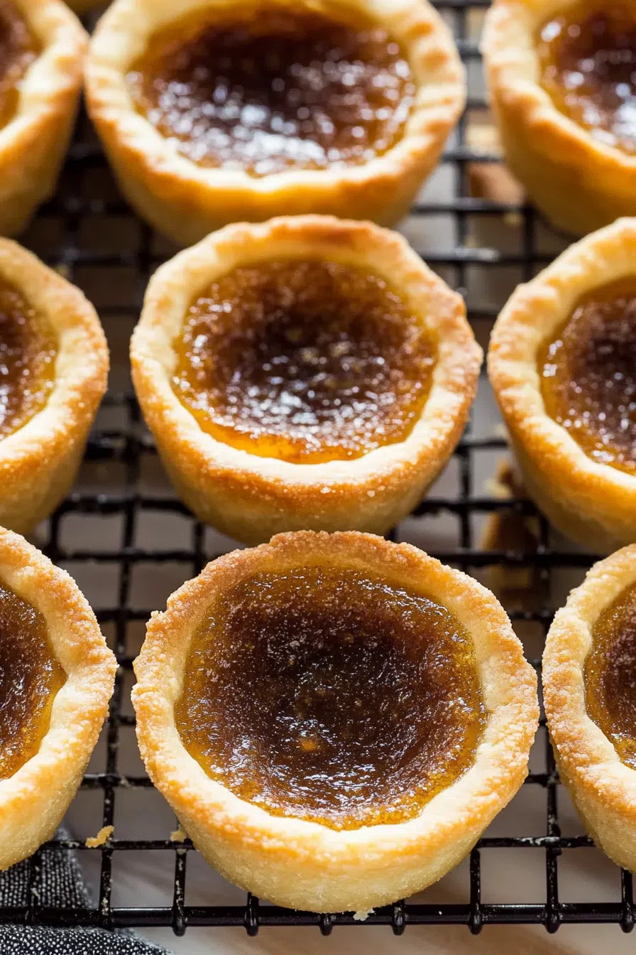 Gooey-filled pastry shells arranged on a cooling rack.