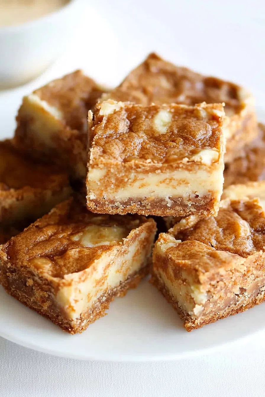 Sliced baked bars with visible texture and rich topping.