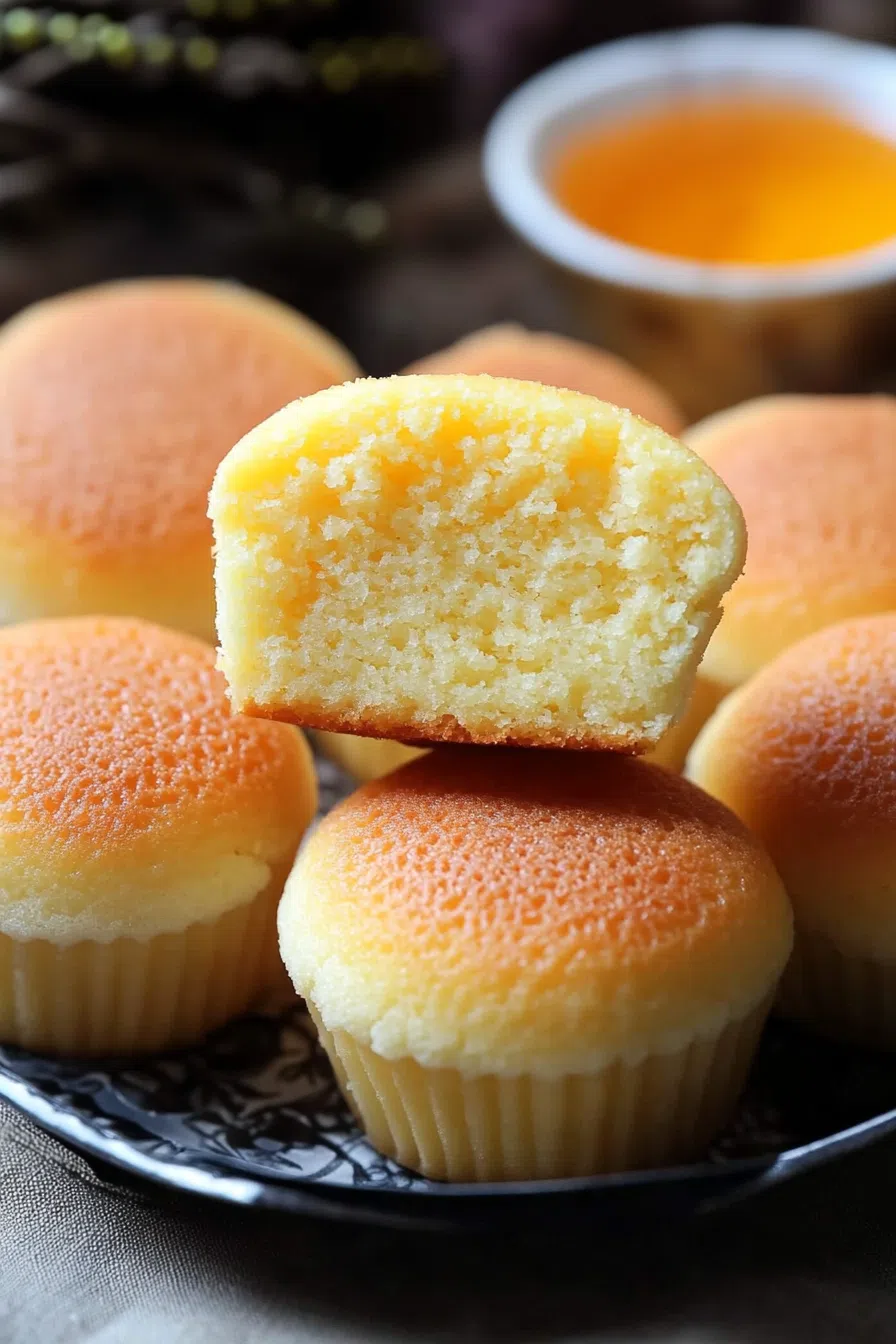 Close-up of the soft, springy texture inside a halved sponge.