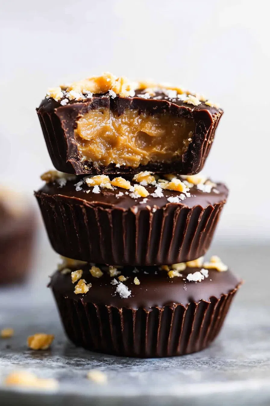 Dessert pieces arranged neatly on a marble surface with crumbs around.