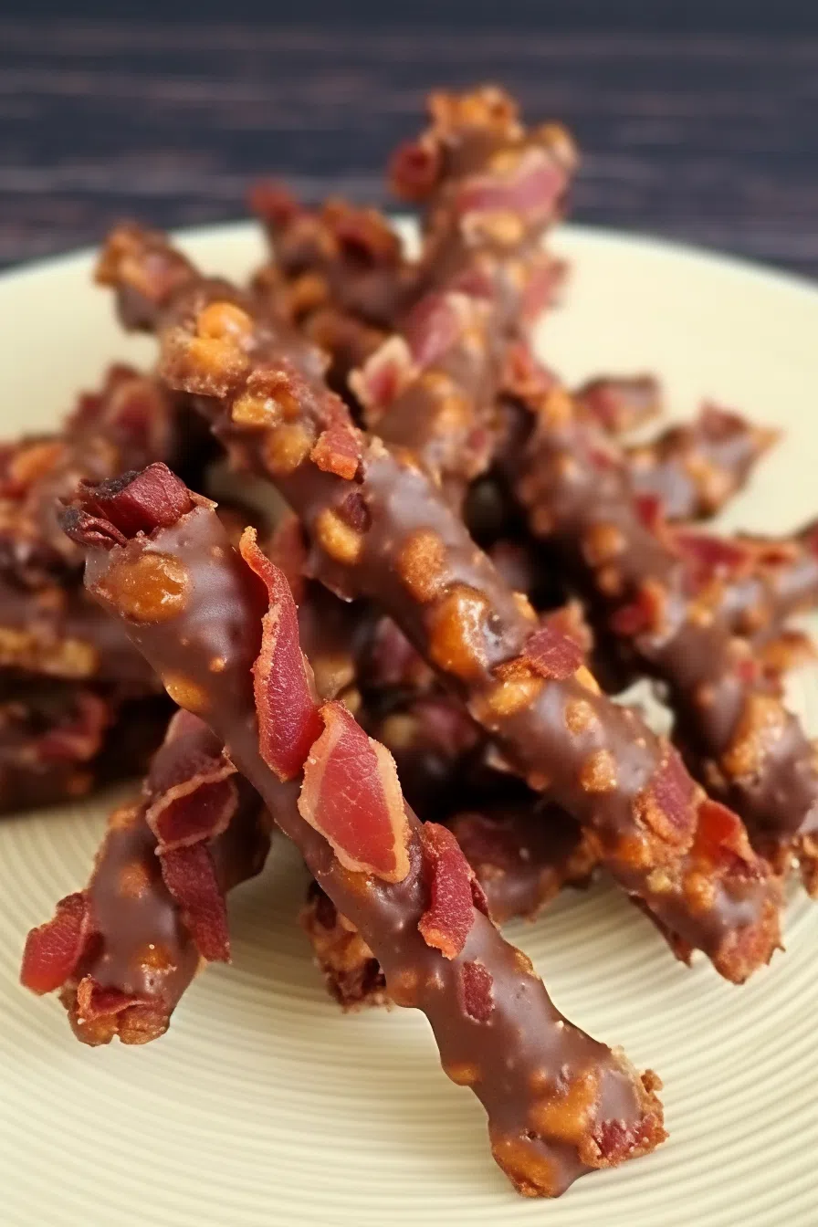 Chocolate and Bacon Covered Pretzels