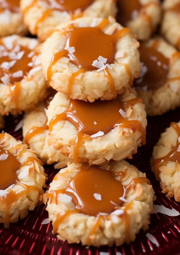 Coconut Thumbprint Cookies with Salted Caramel