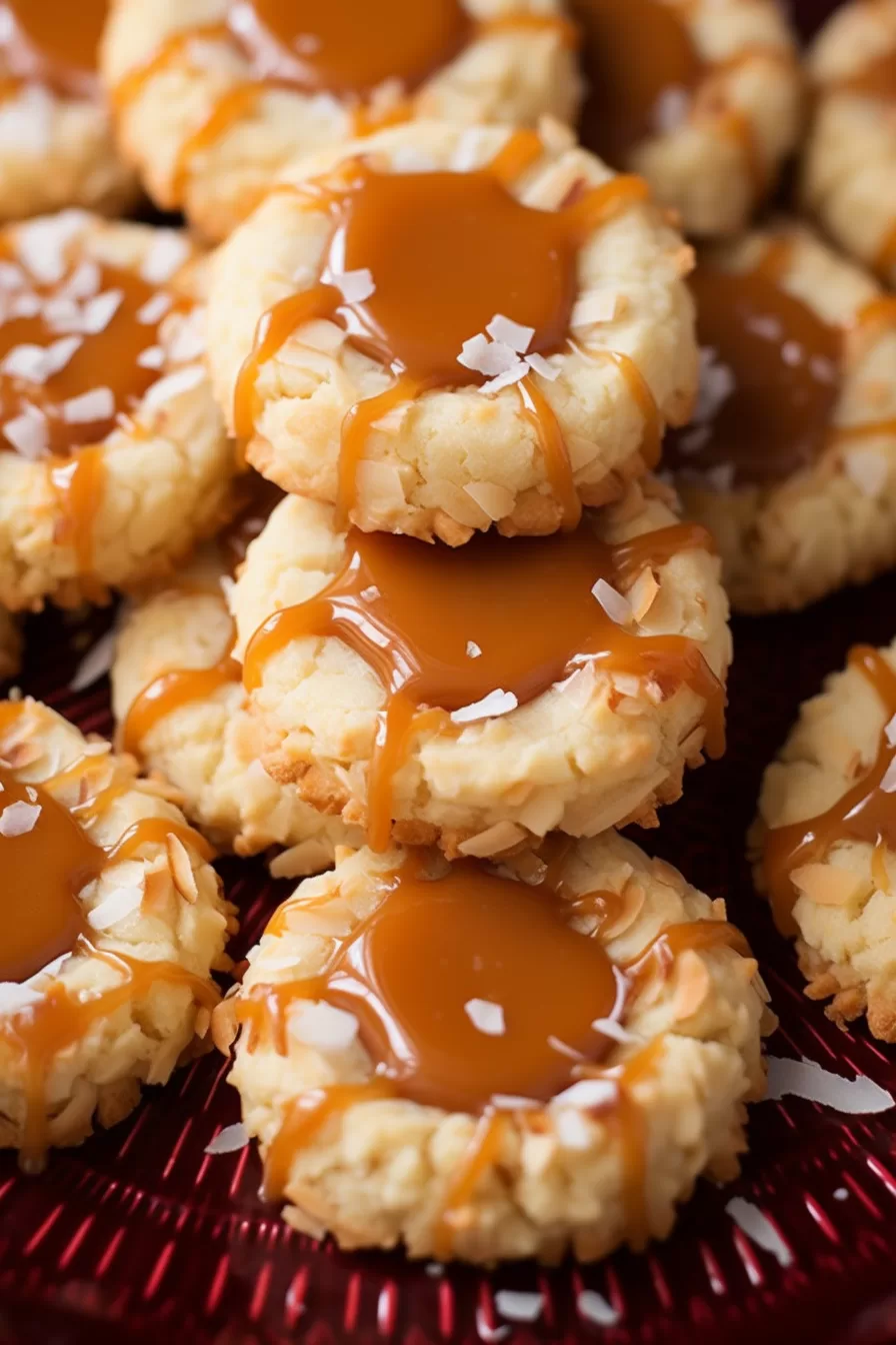 Coconut Thumbprint Cookies with Salted Caramel