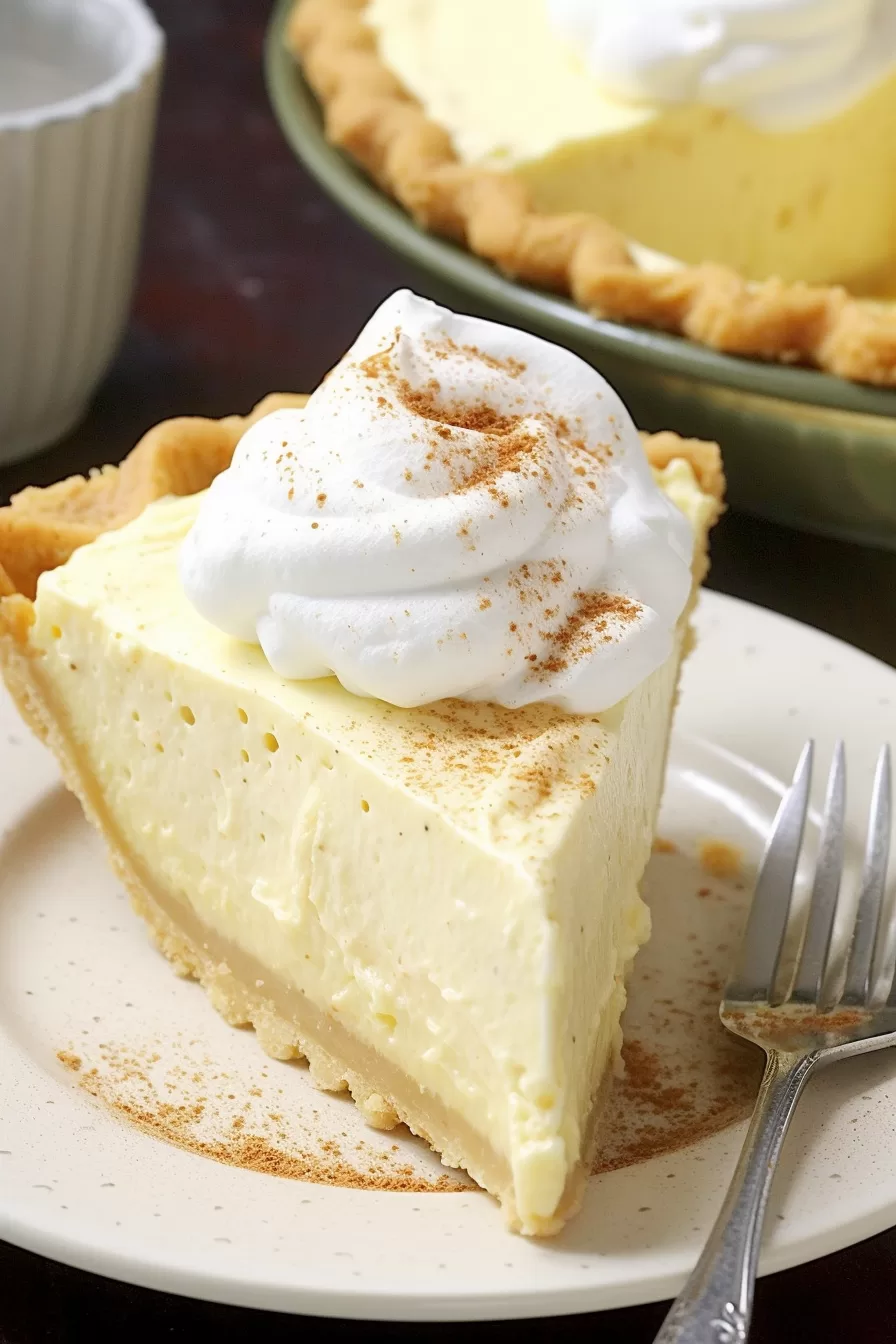 Creamy holiday dessert in a pie crust with whipped topping