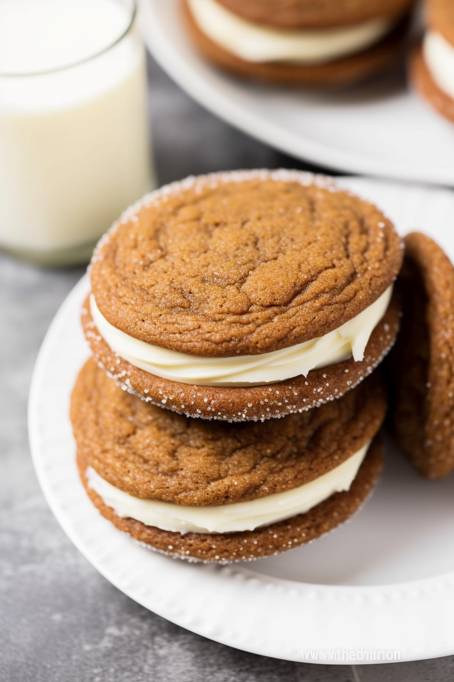 Ginger Molasses Sandwich Cookies with Eggnog Frosting