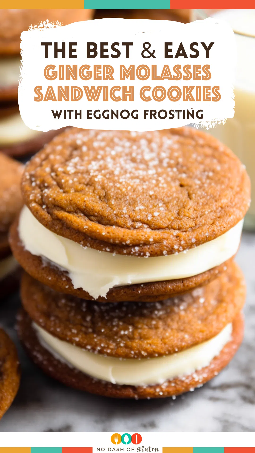 Ginger Molasses Sandwich Cookies with Eggnog Frosting