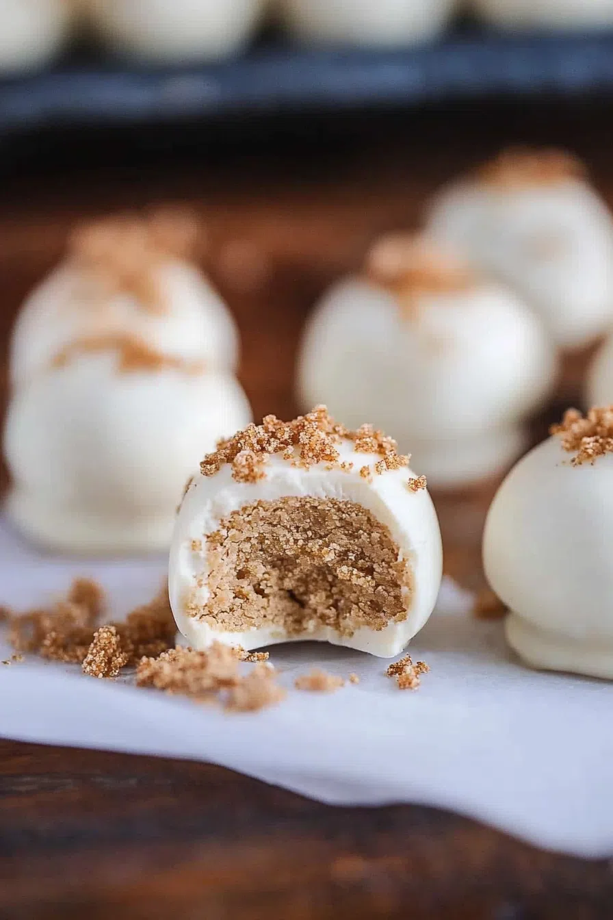 Close-up of chocolate-coated truffles arranged on a festive holiday plate.