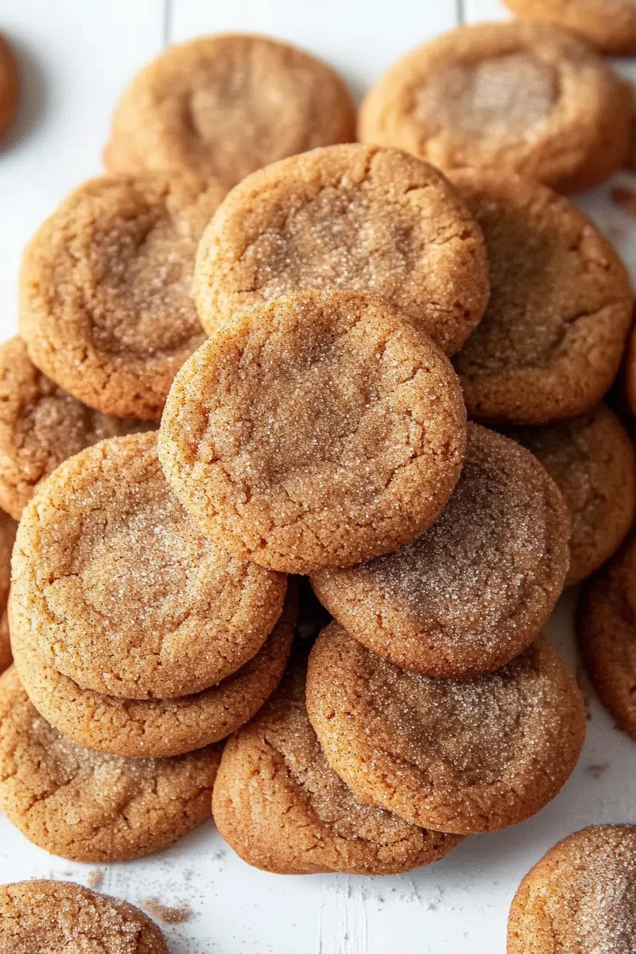 Close-up of a soft, golden-brown cookie with a slightly cracked top.