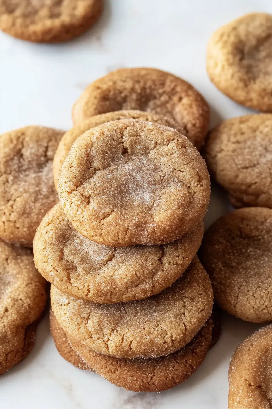 A close-up of a golden-brown cookie with a slightly crisp edge and soft center.