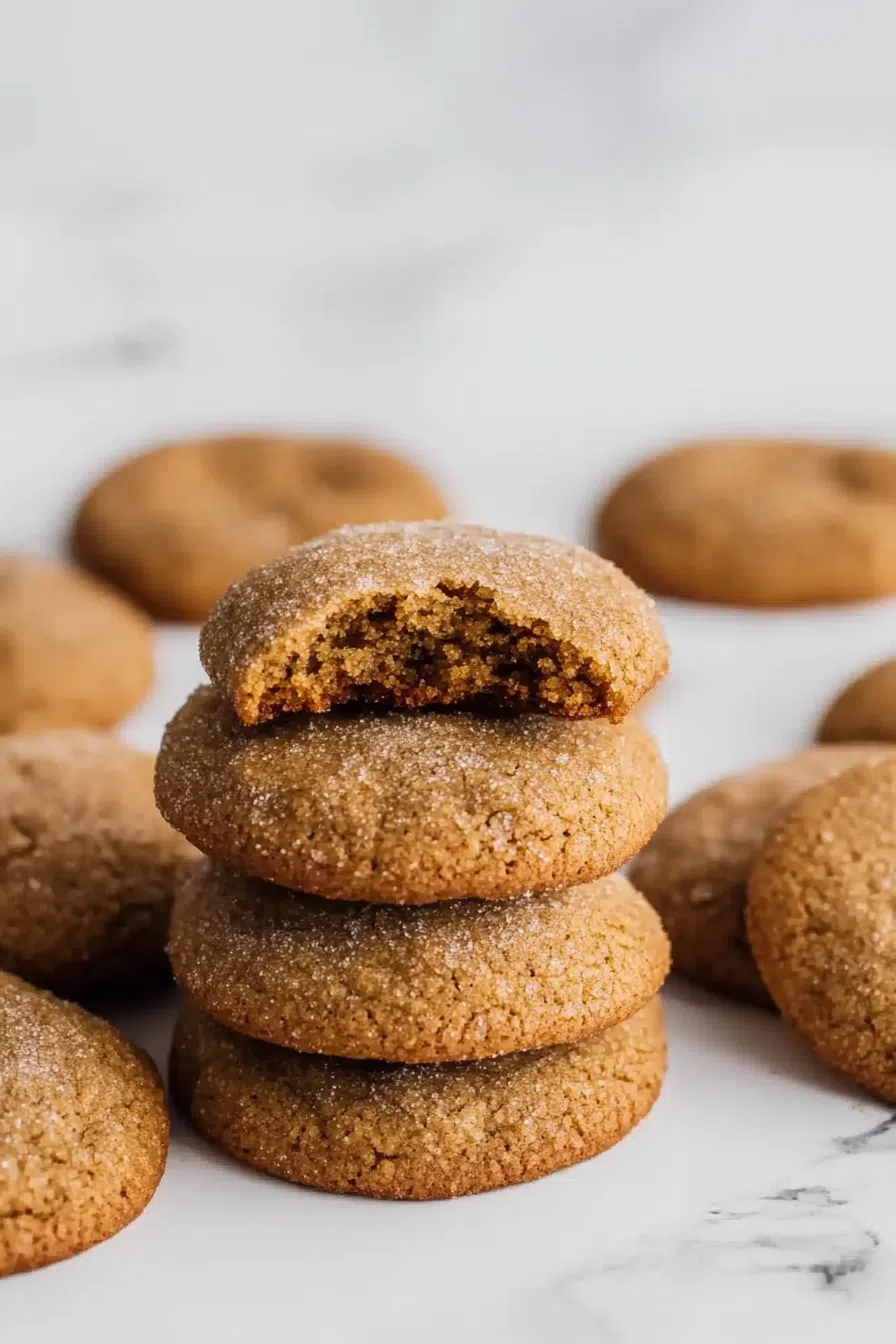 A bitten cookie revealing its chewy, spiced interior.