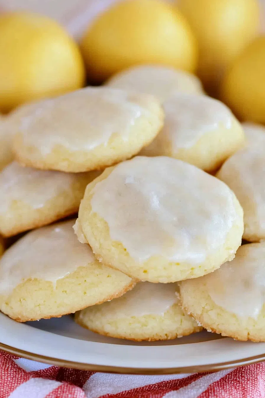Close-up of a cookie topped with a glossy citrus glaze.