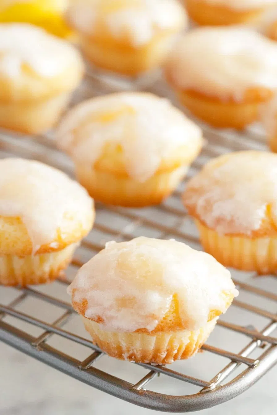 Close-up of small, round pastries with a light citrus glaze.