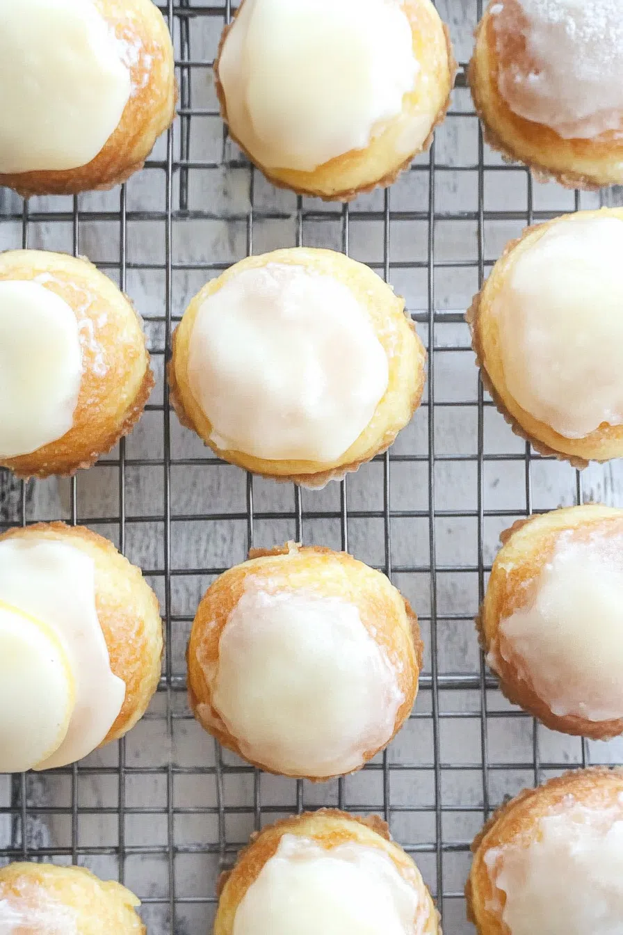 Sweet, golden-hued baked goods with a smooth, sugary glaze.