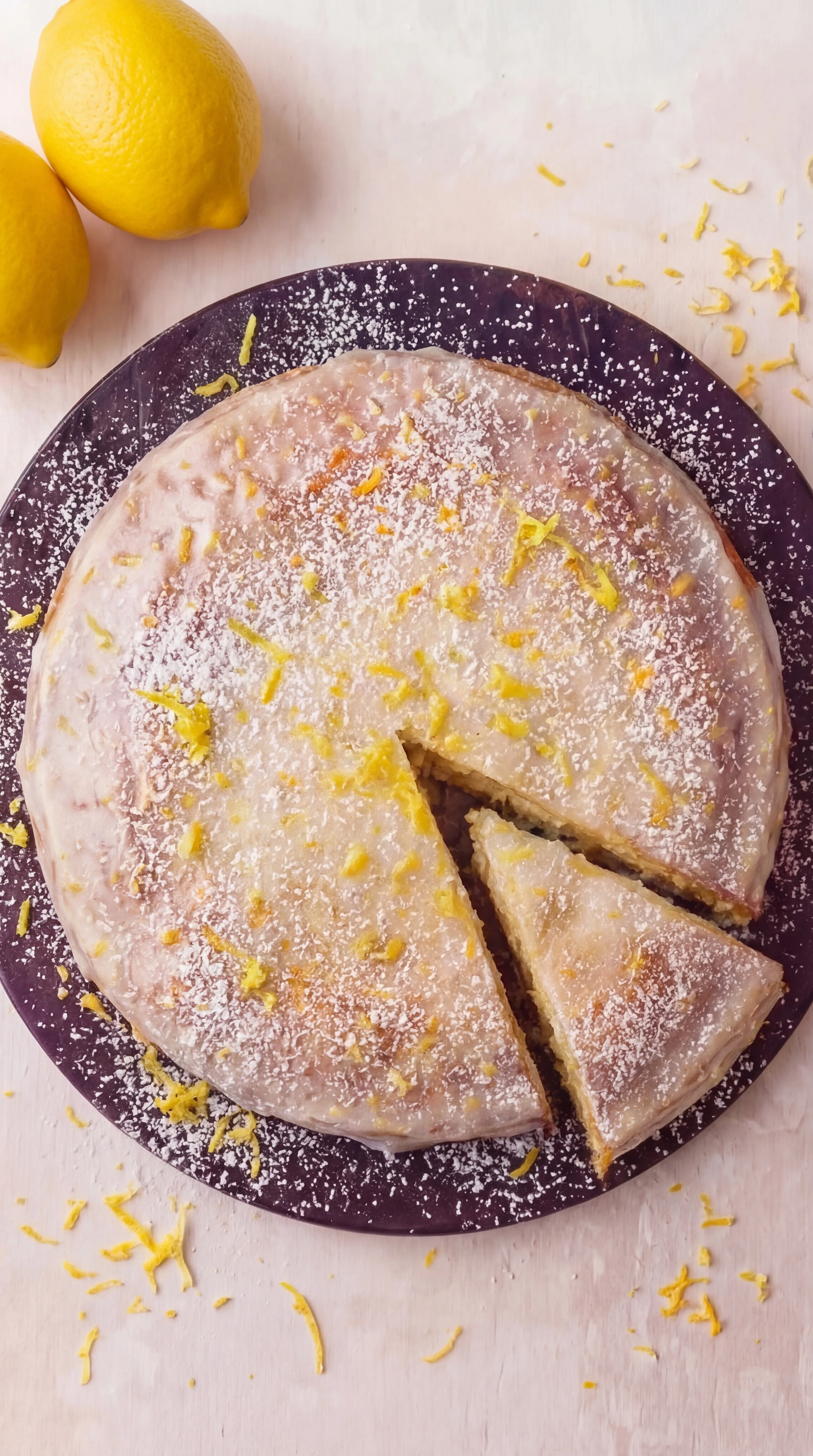 sliced lemon ricotta cake with soft moist crumb and sweet limoncello glaze
