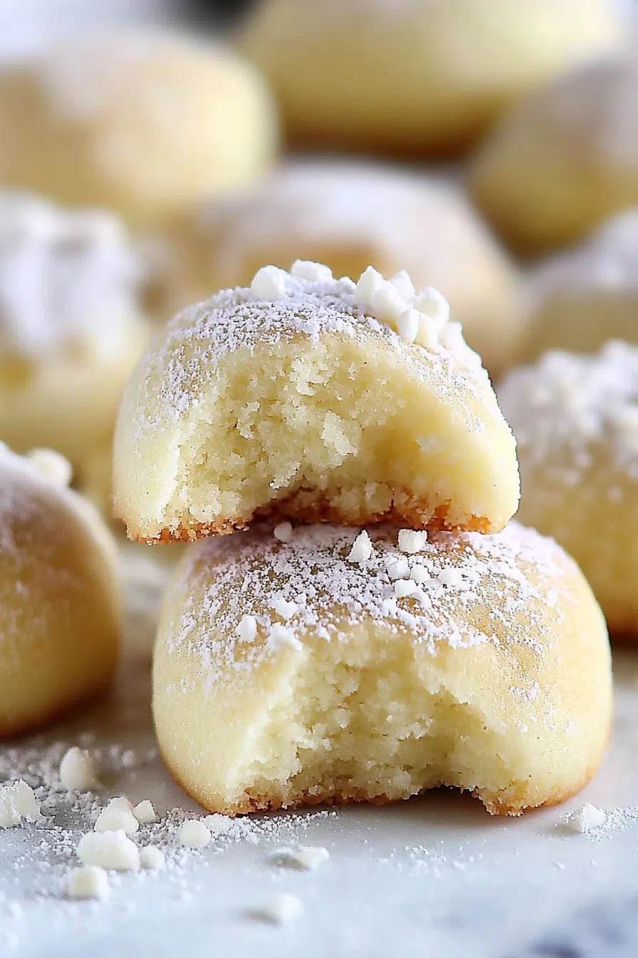 A partially eaten cookie revealing its light, airy texture inside.