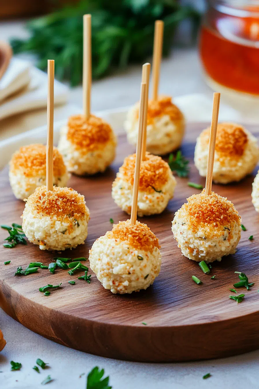 Assorted bite-sized snacks displayed neatly on a rustic wooden board.