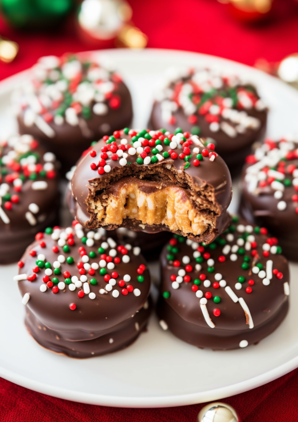 No-Bake Christmas Chocolate Peanut Butter Cookies
