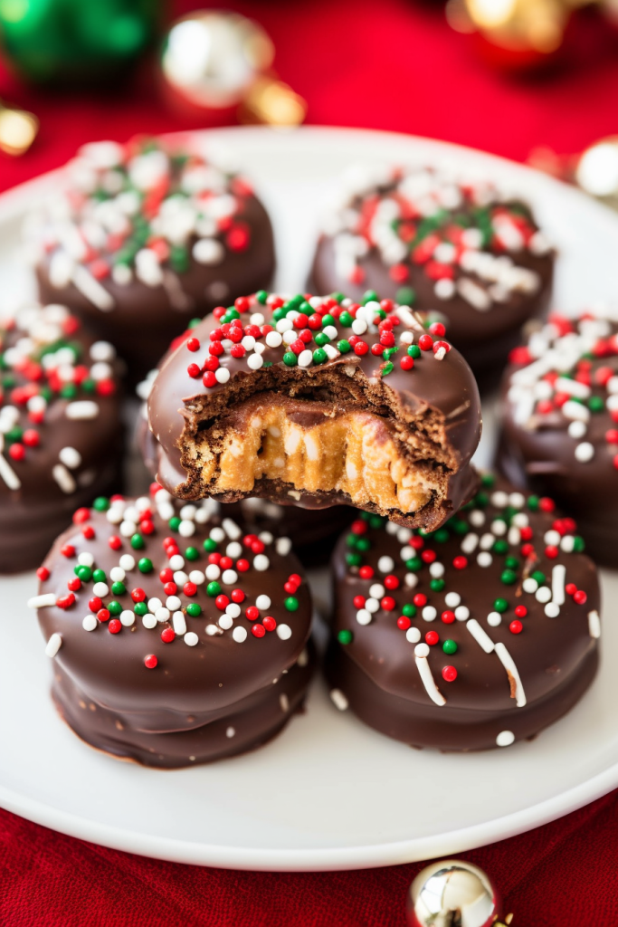 No-Bake Christmas Chocolate Peanut Butter Cookies