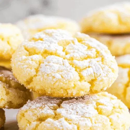 Close-up of golden cookies with crackled tops.