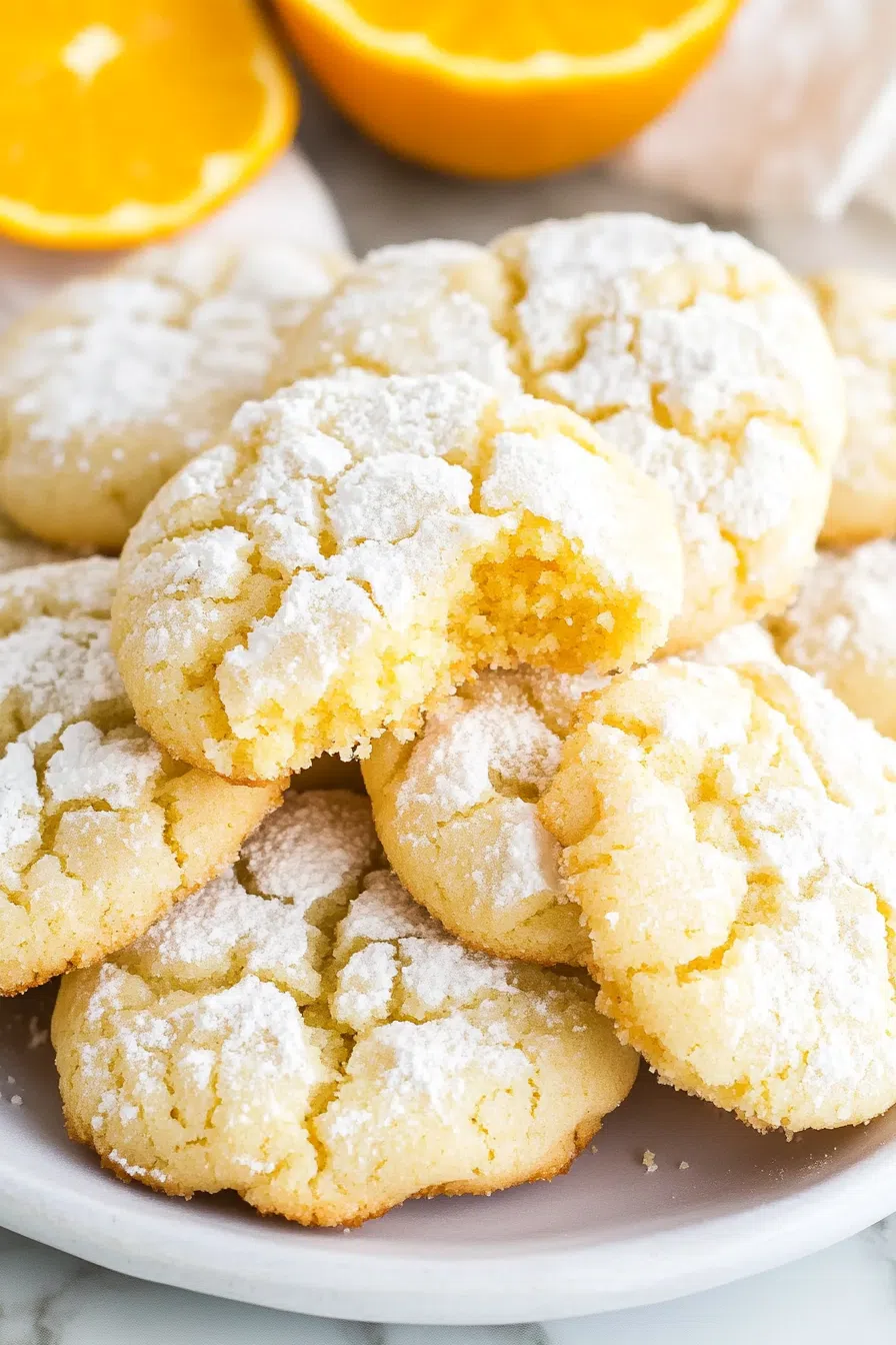 Soft, citrus-glazed cookies dusted with powdered sugar.