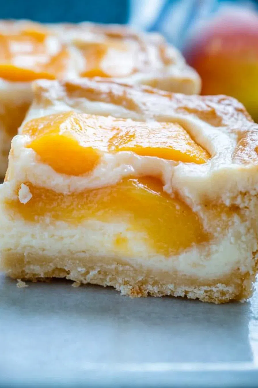 A close-up of a rich, buttery crust topped with velvety cheesecake and fruit.