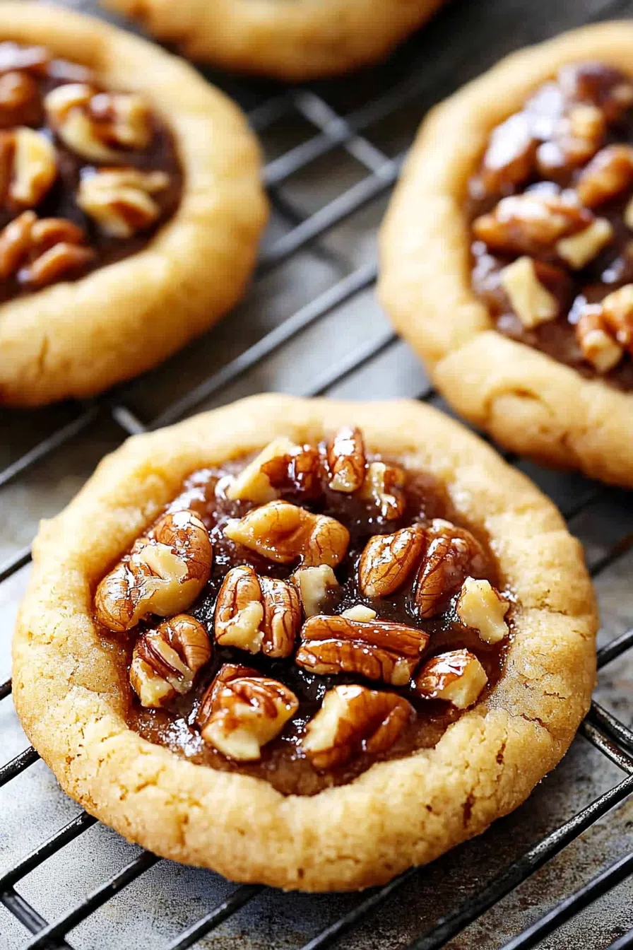 A batch of freshly baked cookies arranged on a cooling rack.