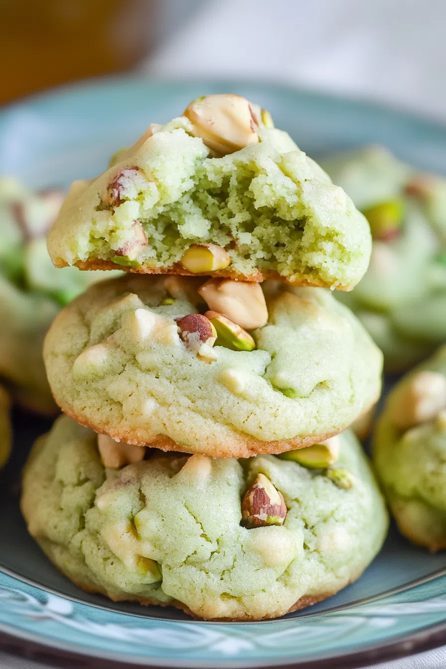Freshly baked treats with a pale green hue and crisp exterior.