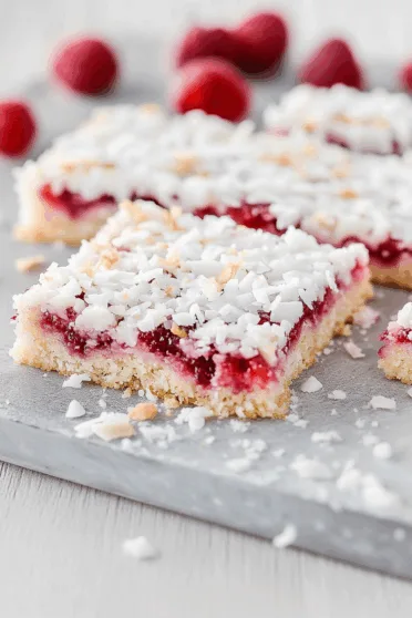 Raspberry Jam Coconut Slice