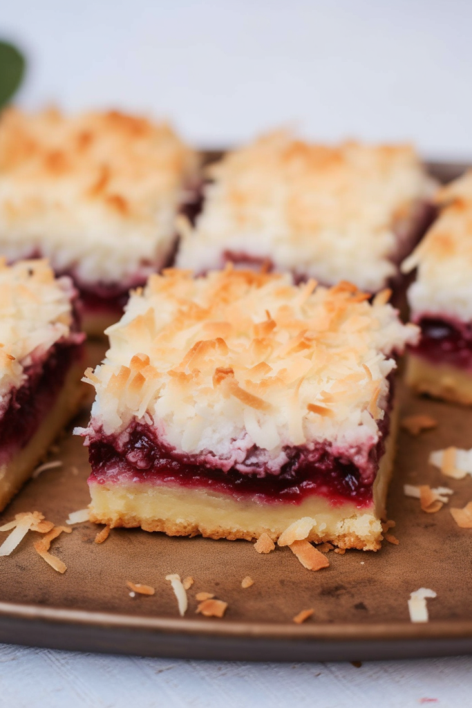 Raspberry Jam Coconut Slice