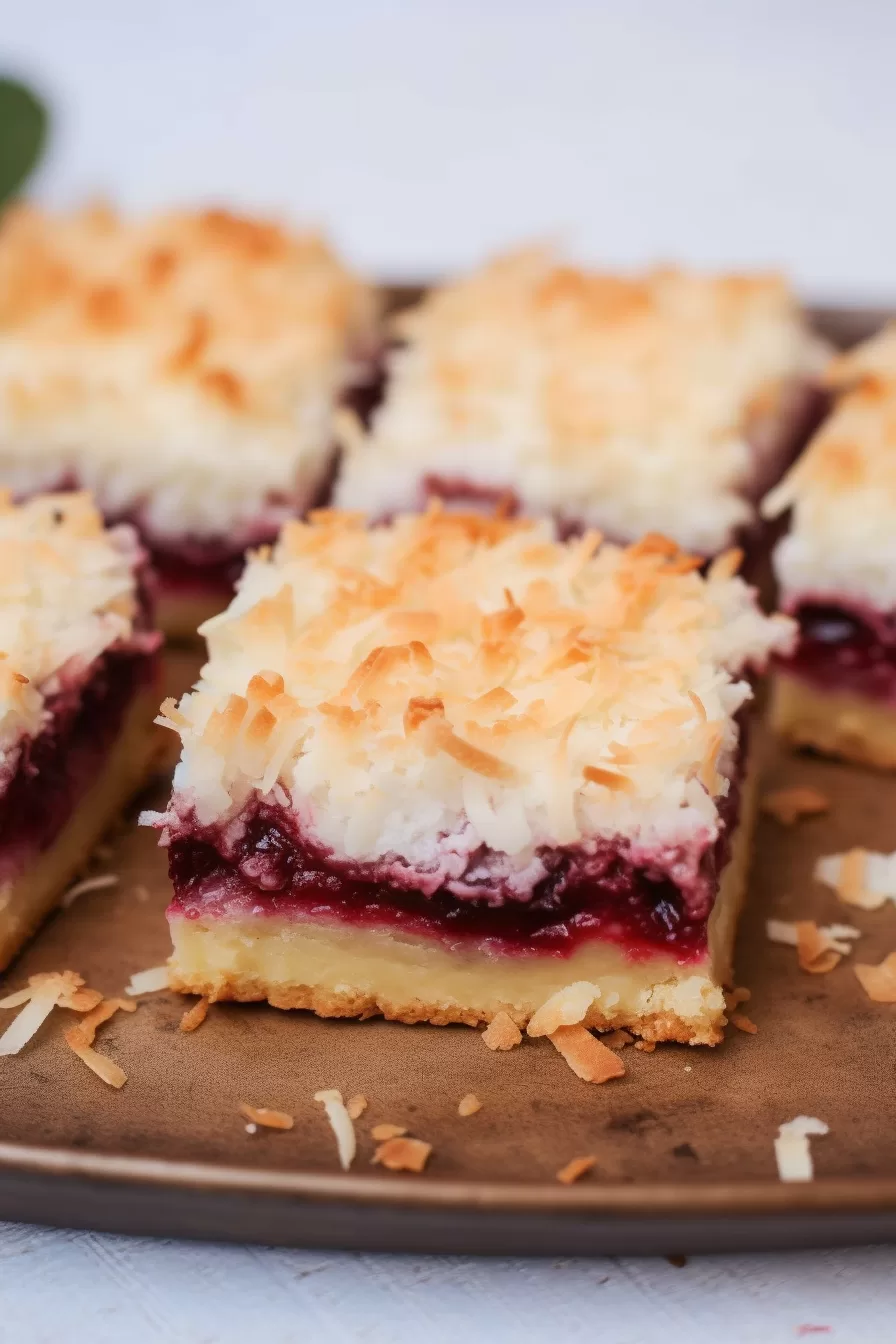 Raspberry Jam Coconut Slice