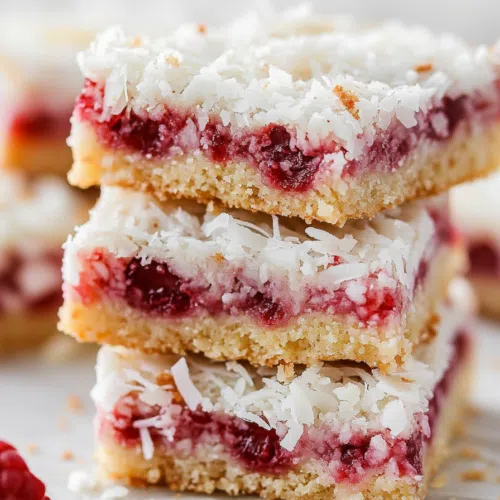 Stack of dessert bars showing off distinct layers and a crumbly topping.